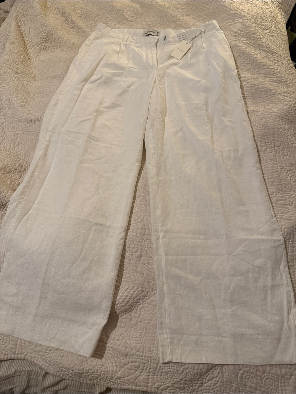 Abercrombie & Fitch Sloane White Wide-Leg Linen Blend Trousers Sz 28 Short NWT